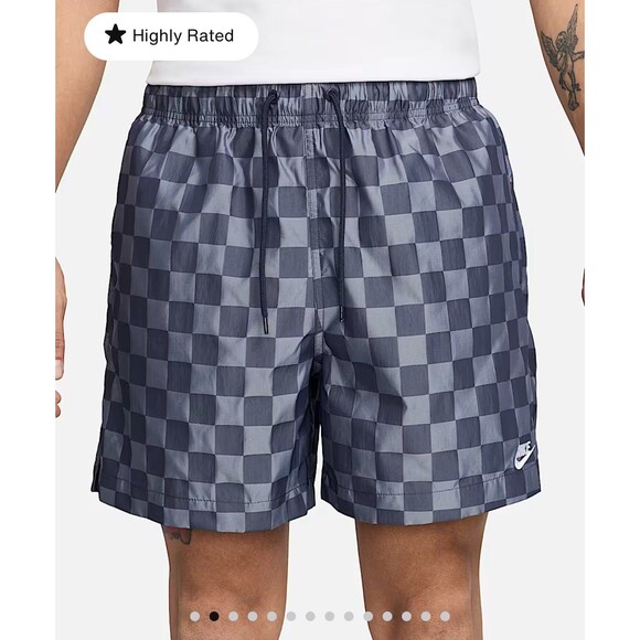Nike Men’s Club Flow Checker Logo Shorts Size L FN3098-410 – Navy - Picture 1 of 7